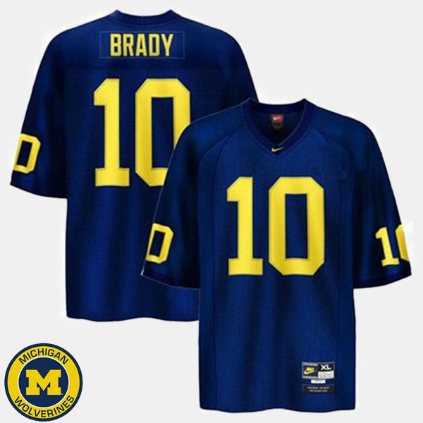 Mens University of Michigan #10 Tom Brady Navy Retro NCAA Football Jersey